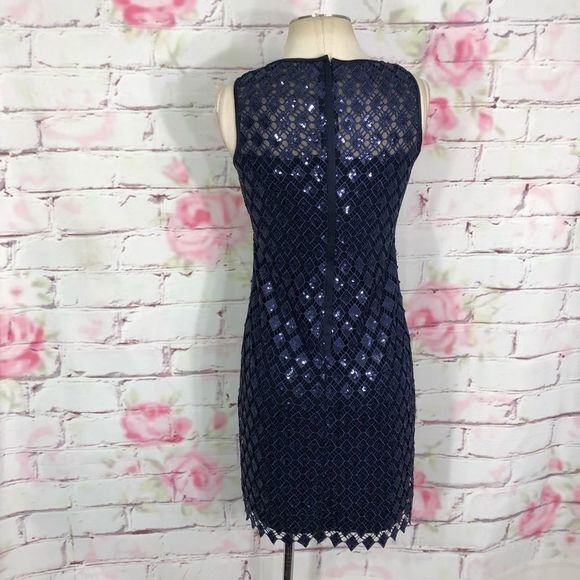 Lauren Ralph Lauren blue sequin cocktail party drs - Picture 5 of 11